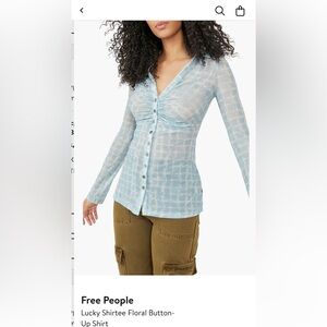 Free People Lucky Shirtee Floral Button Up Shirt in Teal